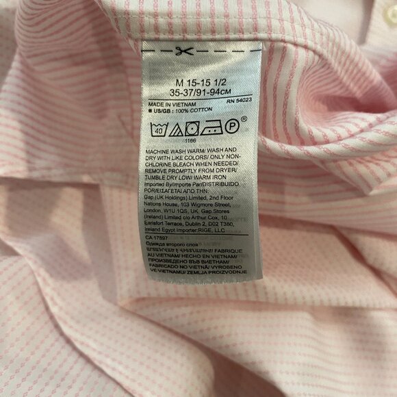 Banana Republic Slim Fit Non-Iron Dress Shirt — Pink Dobby Stripe (Men’s M) - Picture 9 of 11